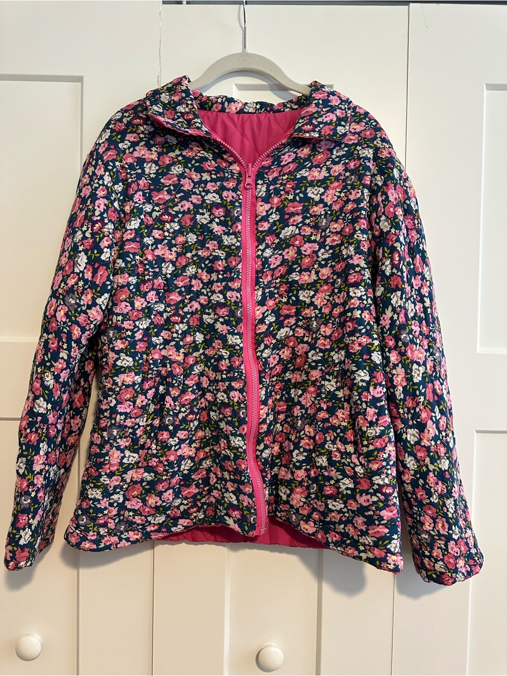 Girls' Floral Jacket - Pink and Navy